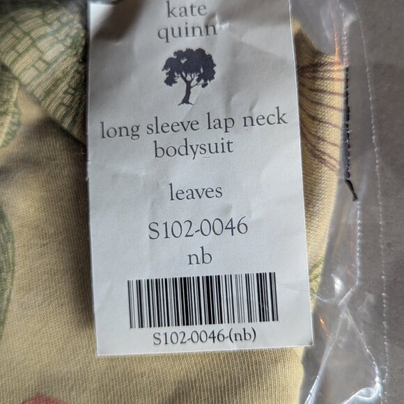 Kate Quinn long sleeve lap neck bodysuit | leaves | organic cotton interlock - n - Picture 3 of 10